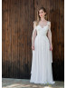 Spagetti Straps Ivory Lace Chiffon Beach Airy Wedding Dress